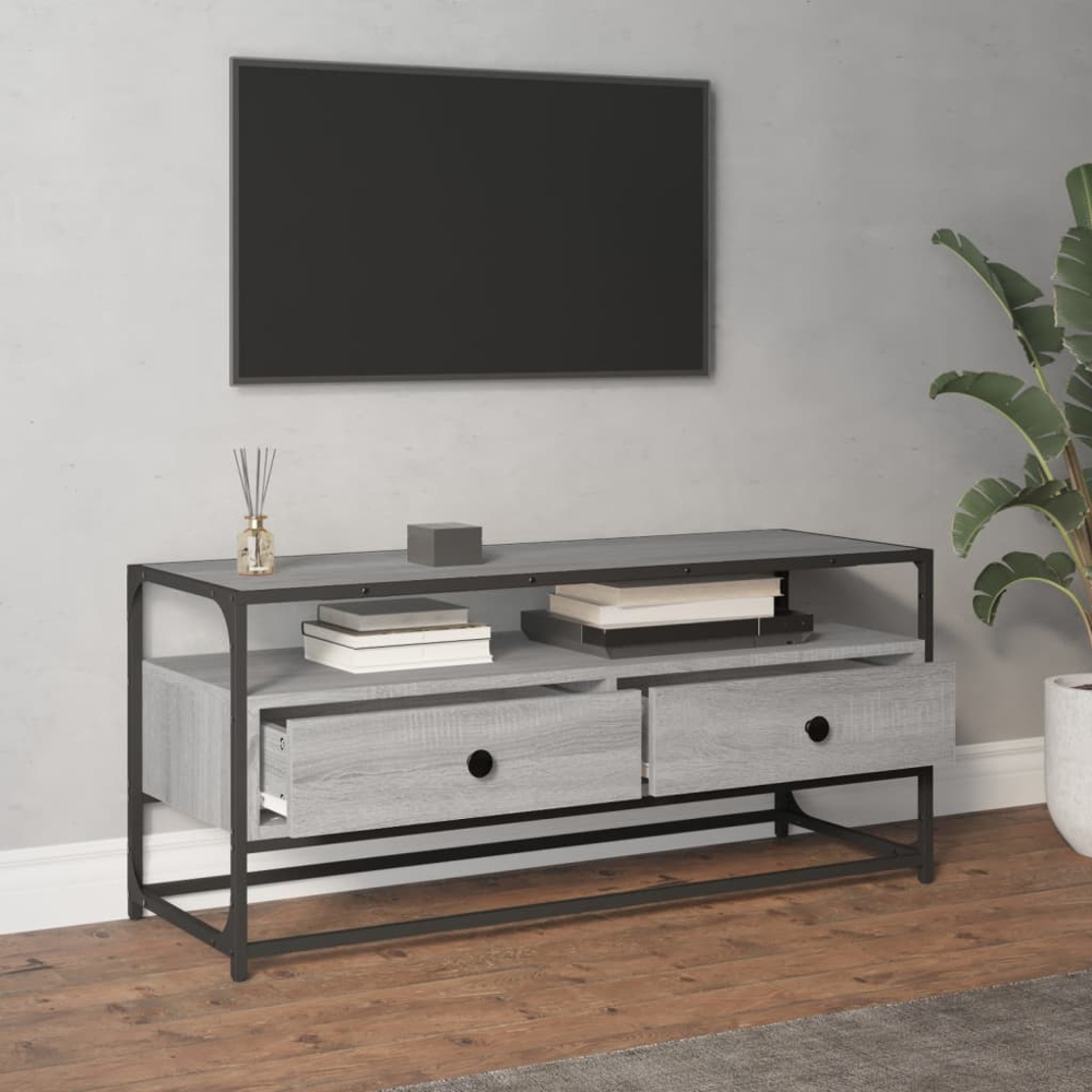 vidaXL Single Shelf 2 Drawer Grey Sonoma TV Cabinet Image 8