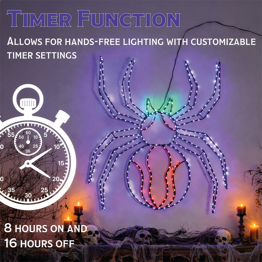 FXLab 399 Multicolour LED Metal Silhouette Spider 70 x 76cm Image 7