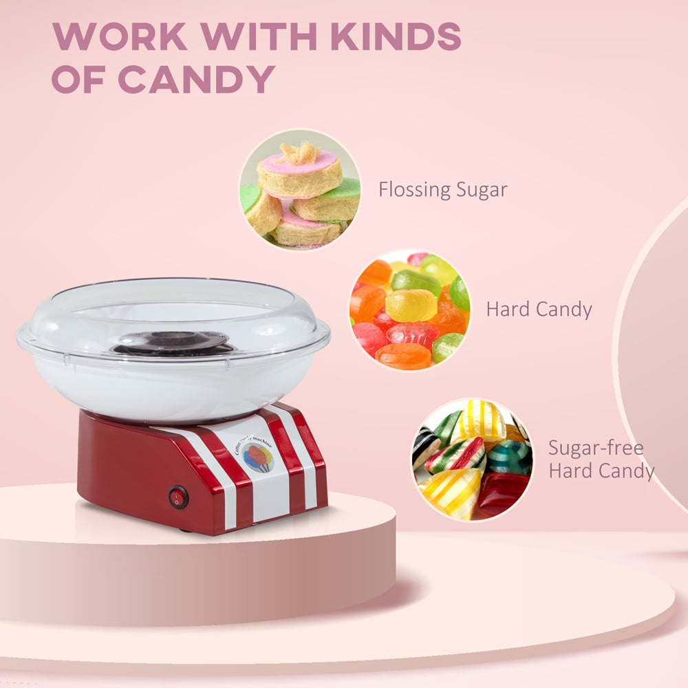HOMCOM 800-020 550W Red Electric Cotton Candy Maker Image 6