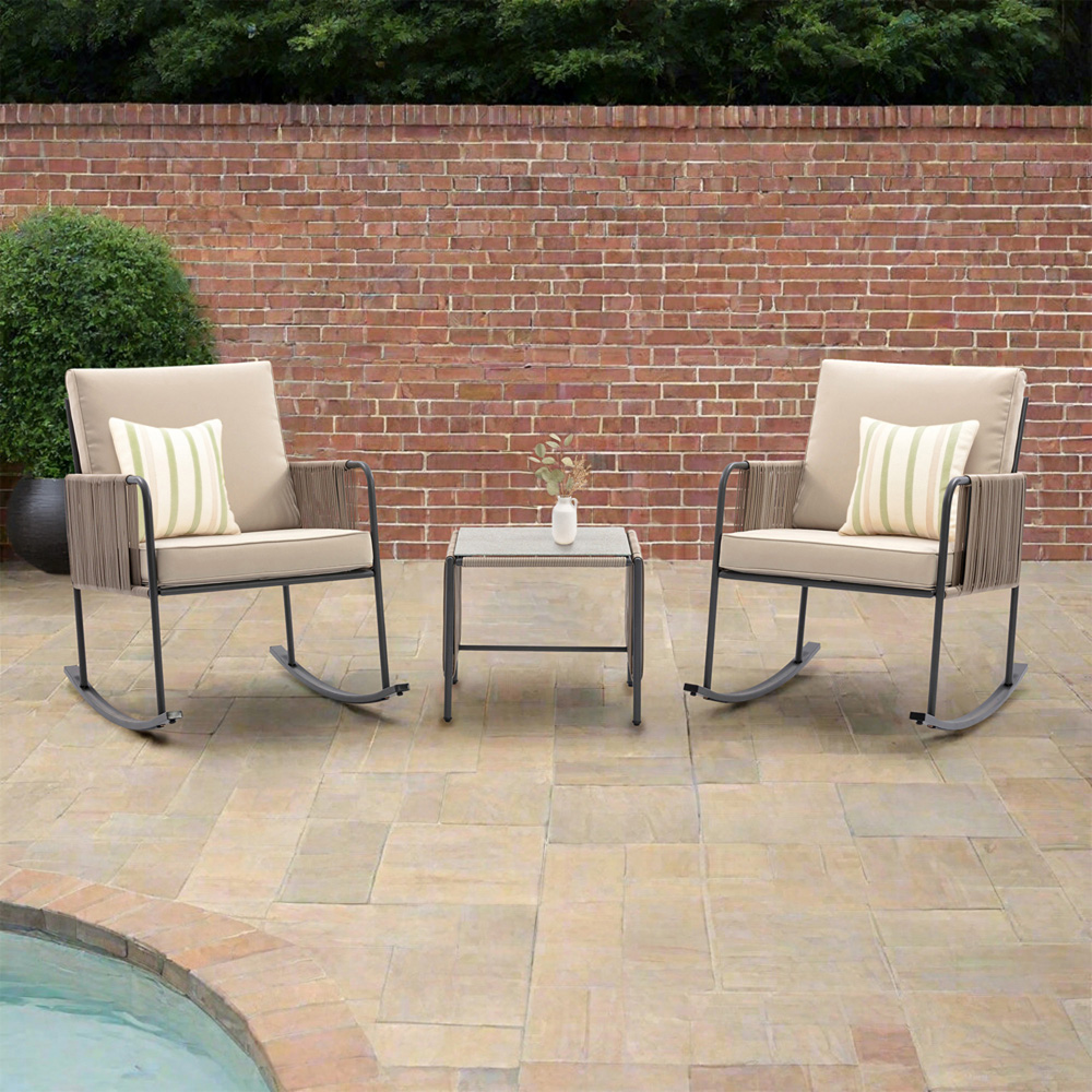 Teamson Home 2 Seater Rocking Chair Conversation Set with Cushions Image 8