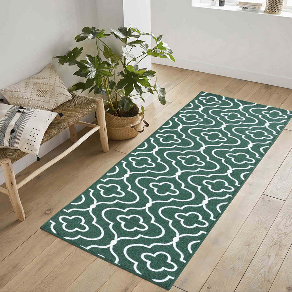 Desire Rugs Havana Emerald Quatrefoil Anti Slip Door Mat 150 x 80cm Image 4