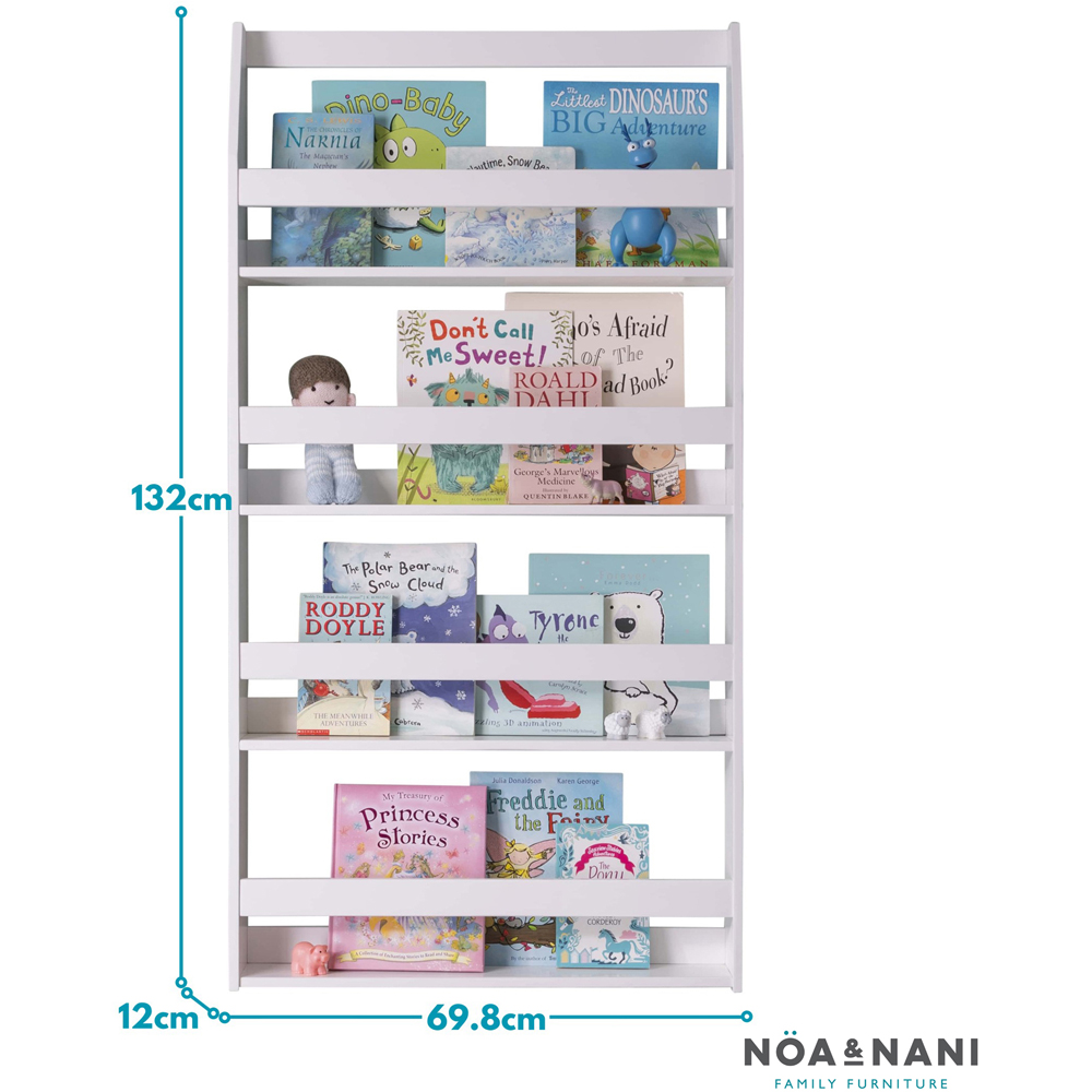Noa and Nani Hakan 4 Shelf White Wall Mounted Bookcase Image 7