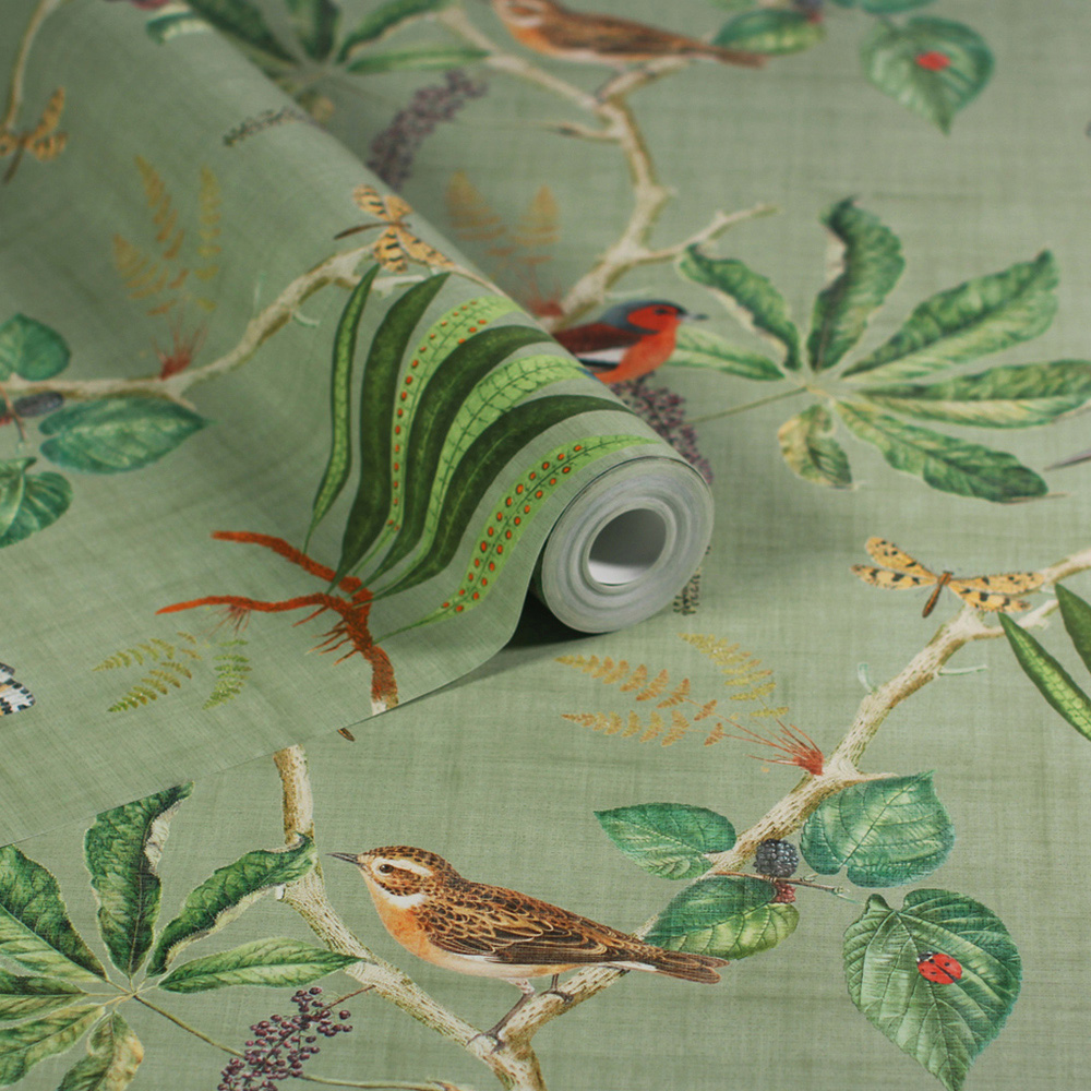 Esselle Home Hill Top Garden Sage Green Wallpaper Image 2