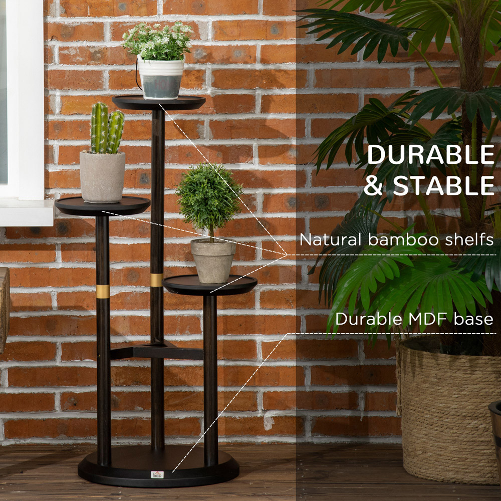 Outsunny 3 Tiered Dark Walnut Plant Stand Image 5