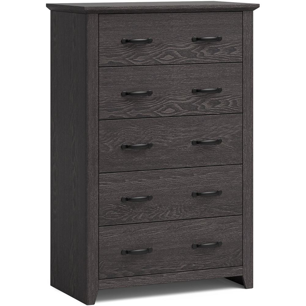 Costway 5 Drawer Dark Grey Dresser Chest of Drawers Image 2