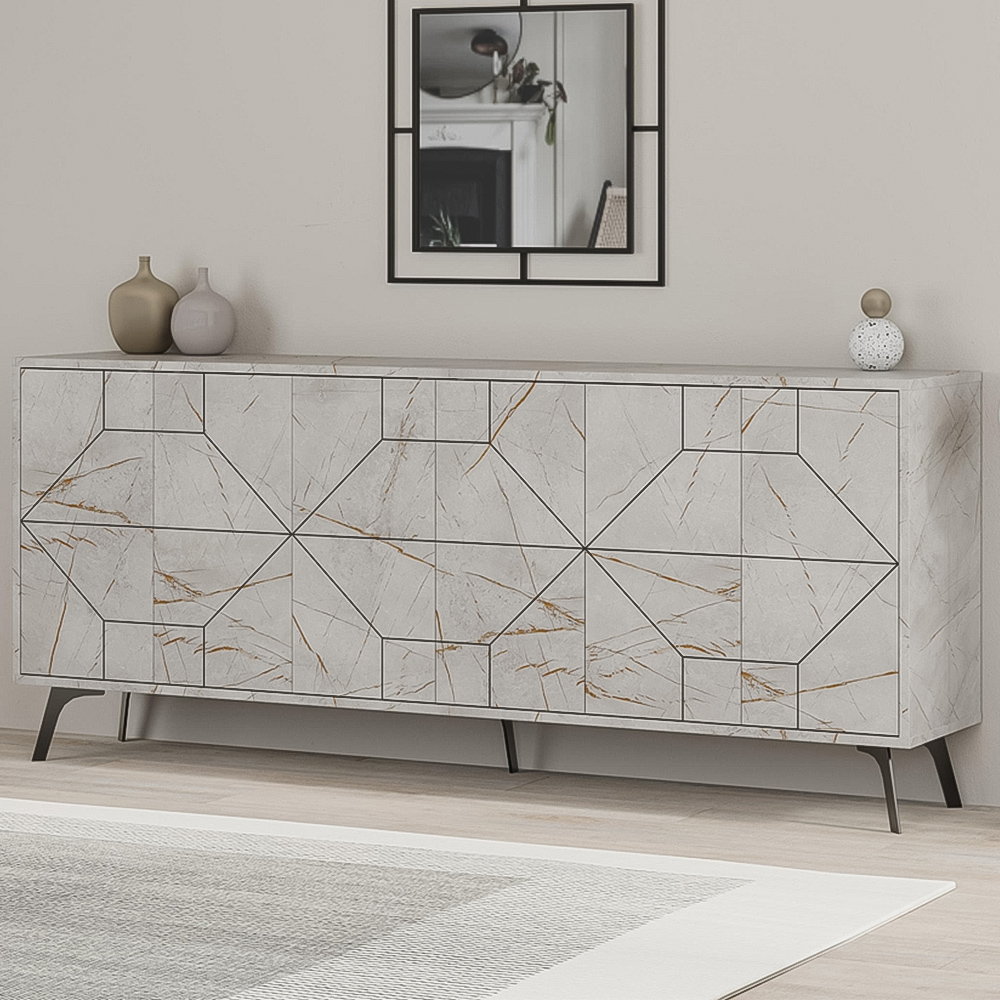 Decortie Dune 4 Door Gold Marble Effect Sideboard Image 1