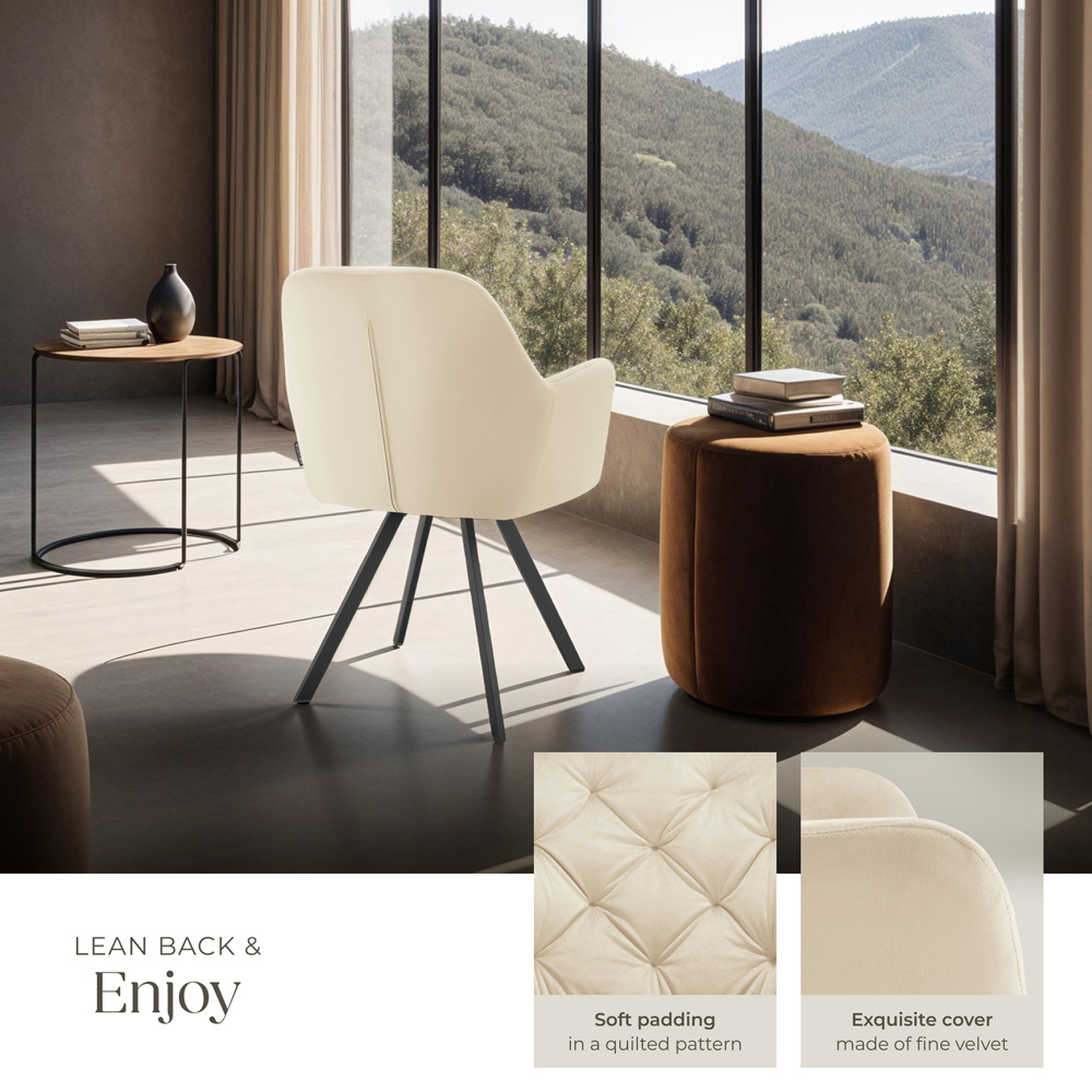 tectake Lucia Set of 2 Cream Quilted Armchair Image 4