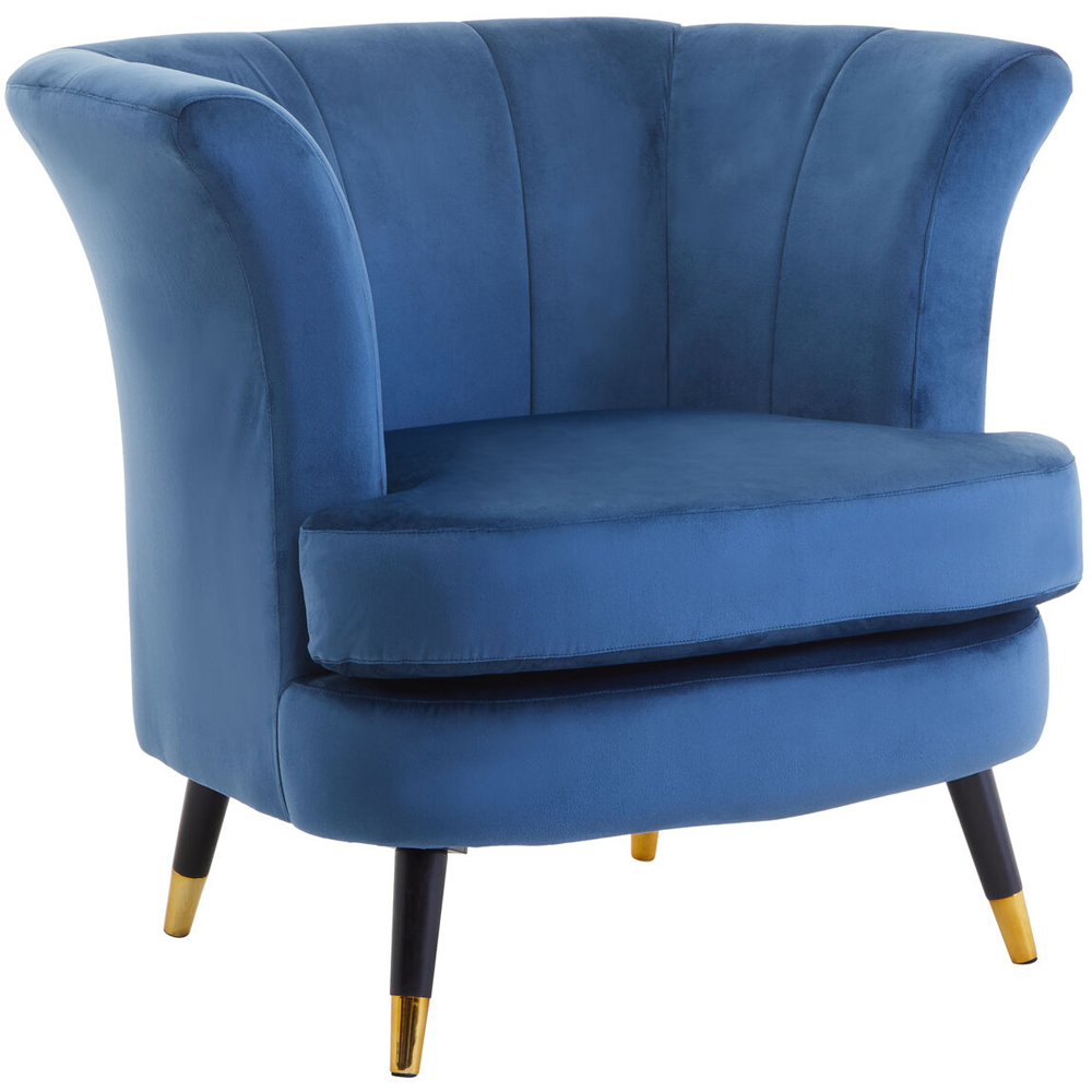 Premier Housewares Loretta Midnight Blue Velvet Curved Accent Chair Image 2