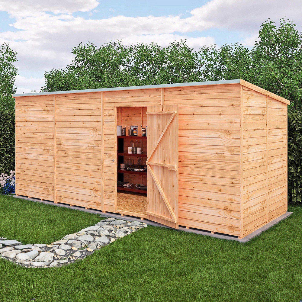 Shire GB Garden Value 16 x 6ft Overlap Pent Garden Shed Image 2