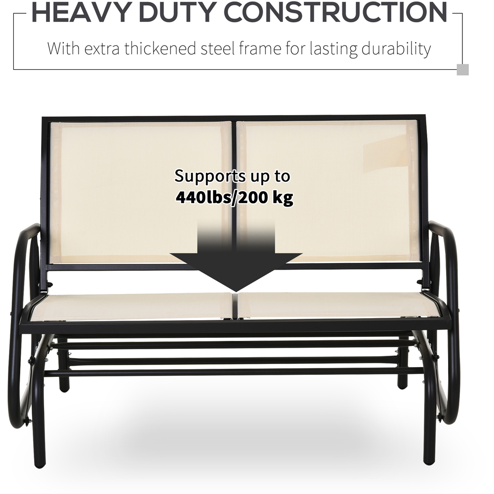 Outsunny 2 Seater Beige Steel Gliding Garden Bench Image 6