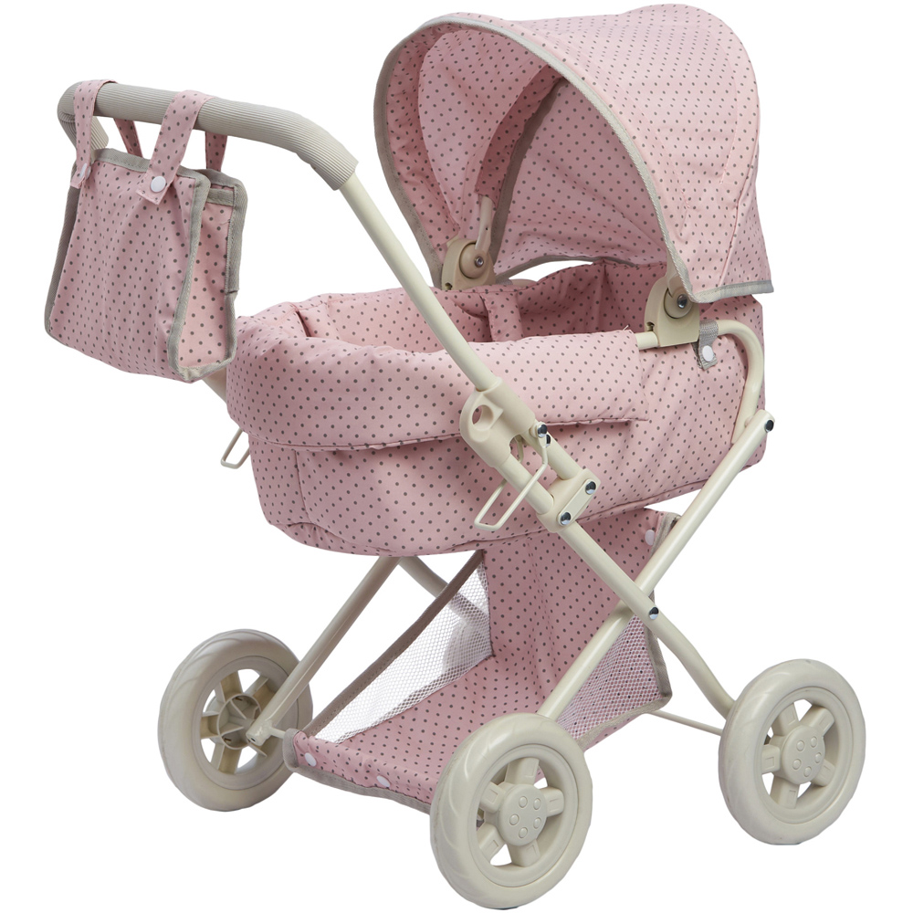 Teamson Kids Olivia's Little World Pink and Grey Polka Dots Princess Baby Doll Stroller Image 1