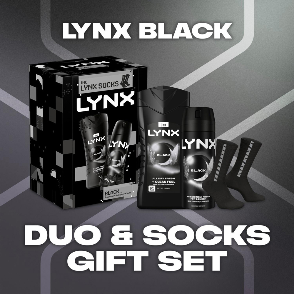 Lynx Black Duo and Socks Gift Set 3 Pack Image 2