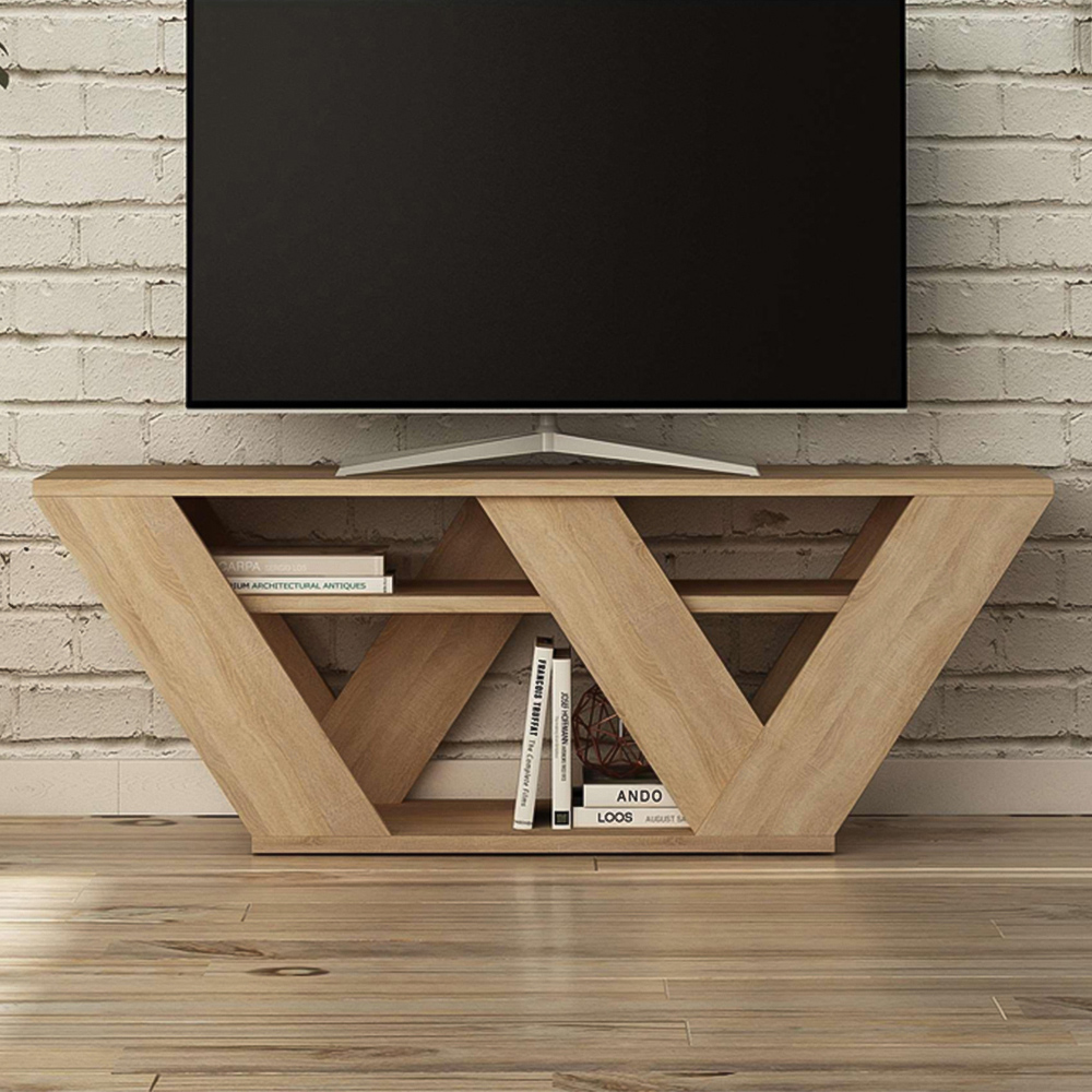 Decortie Pipralla 2 Shelf Oak Modern TV Unit Image 1