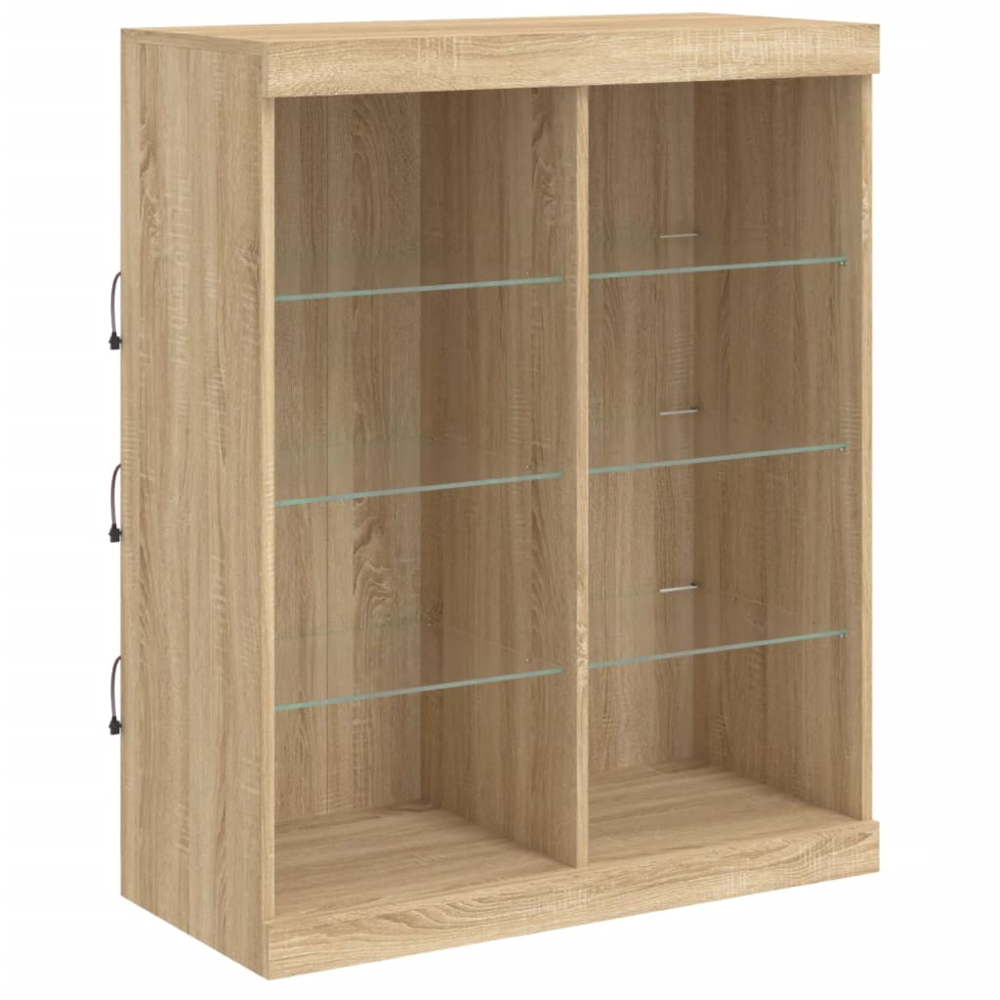 vidaXL 4 Door 12 Shelf Sonoma Oak Sideboard with LED Lights Image 9