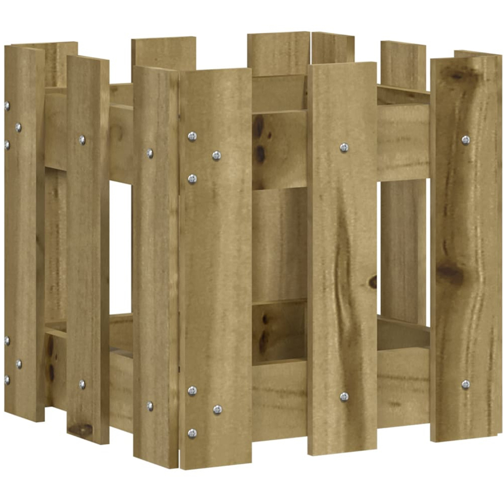 vidaXL Natural Impregnated Pine Wood Fence Design Garden Planter 30 x 30 x 30cm Image 1