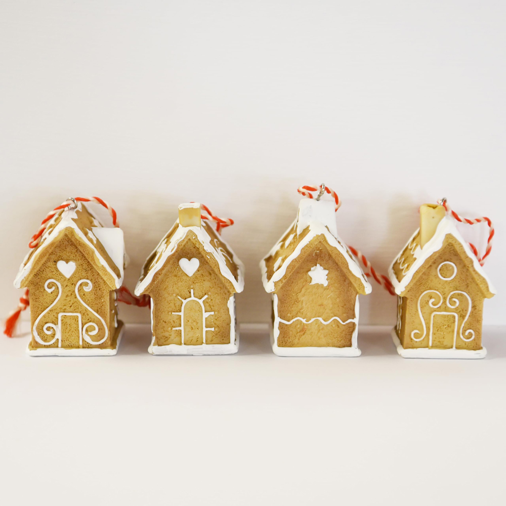 Thompson and Morgan Faux Gingerbread House Christmas Ornament 8 Piece Image 2