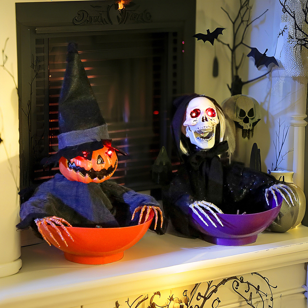 Outsunny Animated Skeleton Candy Dish Halloween Decoration Image 2