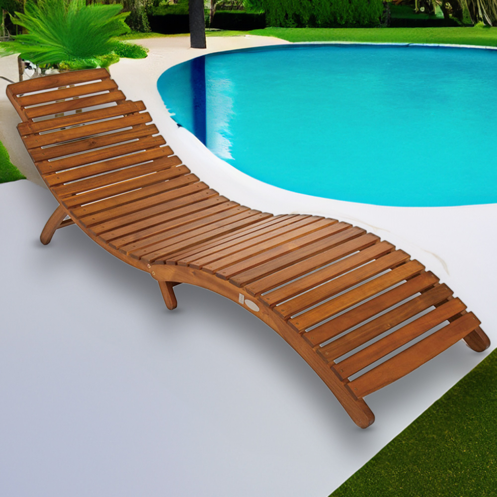 Charles Bentley FSC Acacia Folding Curved Sun Lounger Image 1