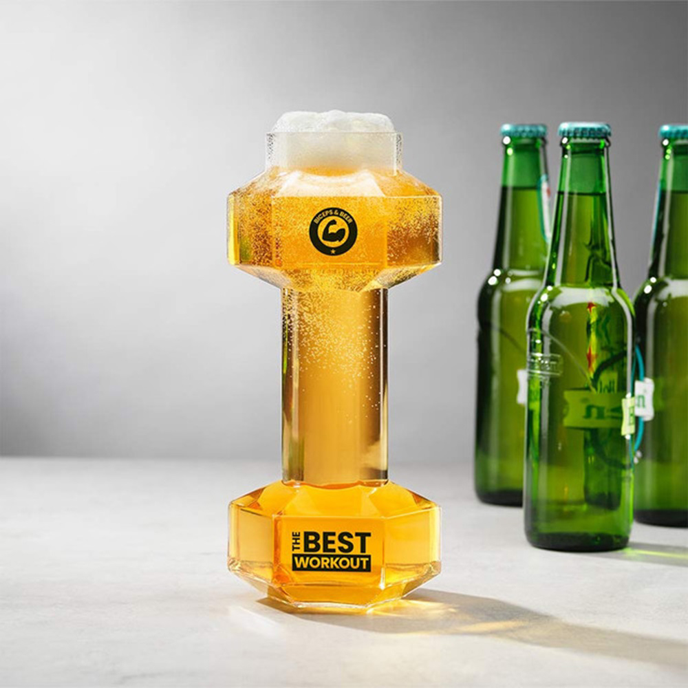 #winning Dumbbell Clear Beer Glass 600ml Image 2