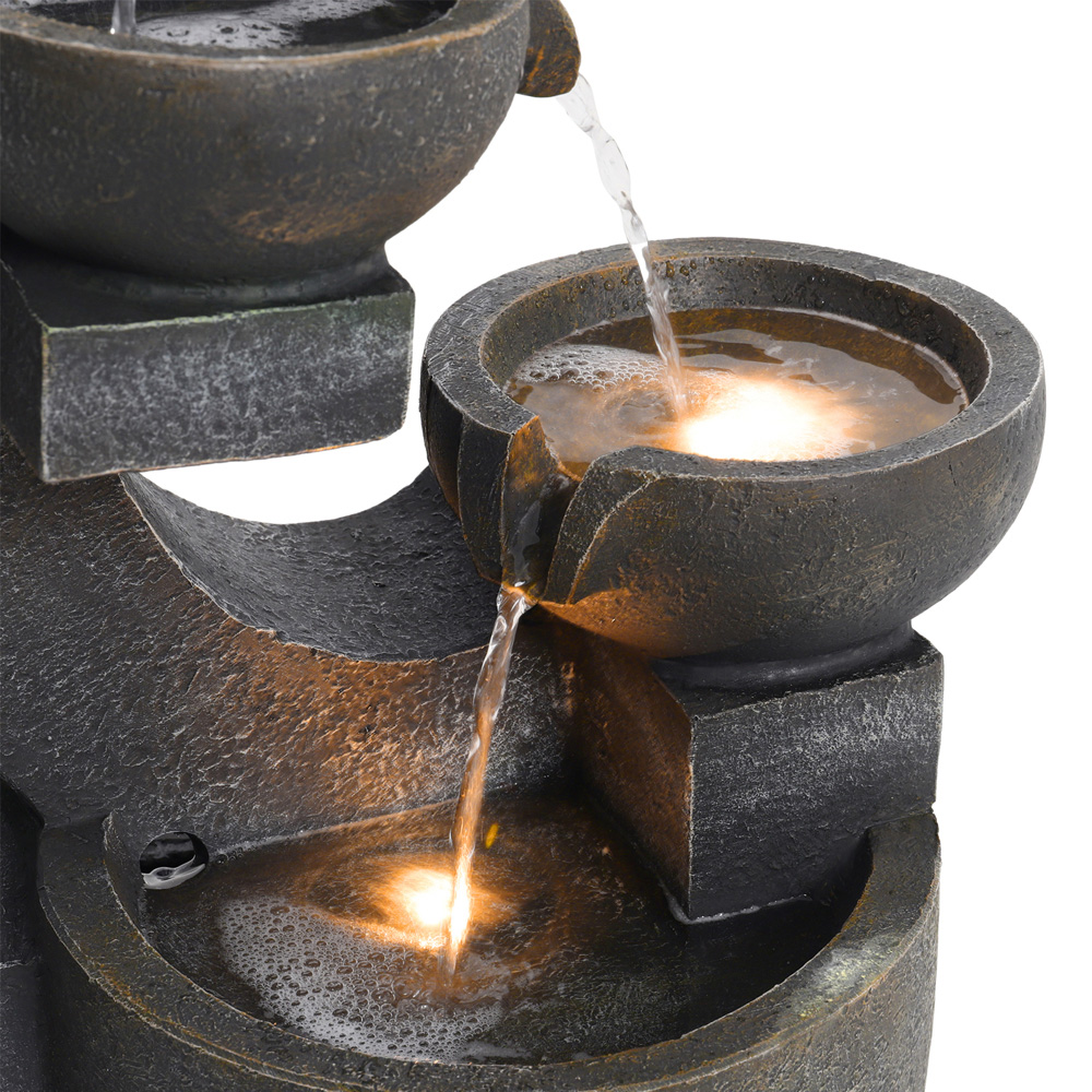Living and Home 3 Tier LED Cascading Bowl Outdoor Water Fountain Image 5