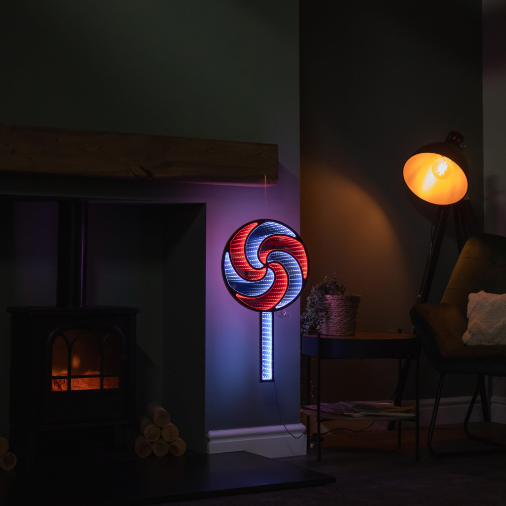 Samuel Alexander Red White LED Light Up Hanging Lollipop Infinity Light Christmas Decoration 60cm Image 9