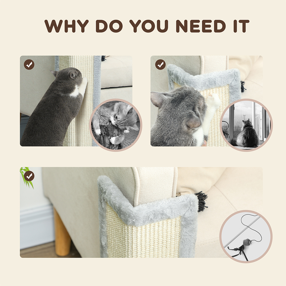 PawHut Grey Cat Scratching Post 56cm Image 6