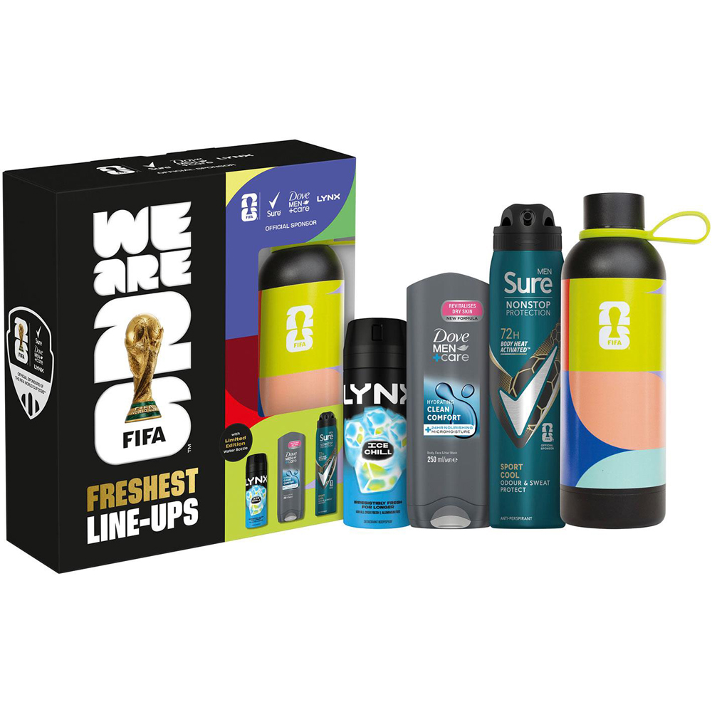 Sure FIFA Freshest Line-Ups Bodywash and Bodyspray with Water Bottle Gift Set for Him 4 Pack Image 2