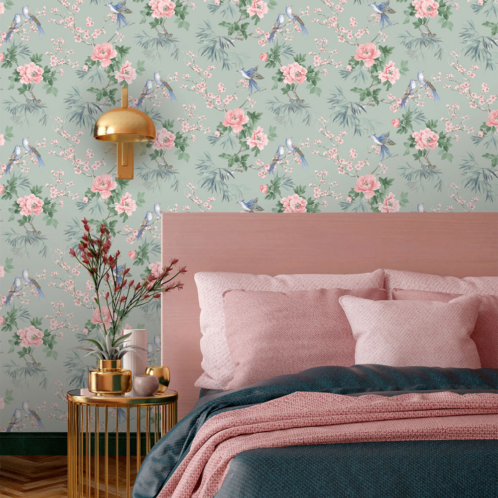 Rasch Amelie Chinoiserie Sage Wallpaper Image 3