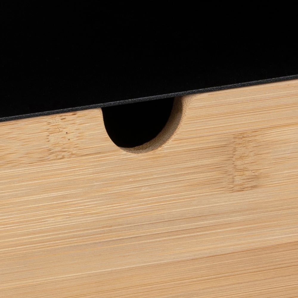 Florence Joliet Single Drawer Single Shelf Black and Bamboo Wall Mounted Bedside Table Image 7