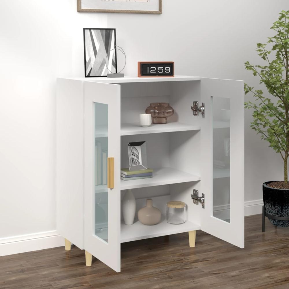vidaXL 2 Glass Door White Sideboard Image 7