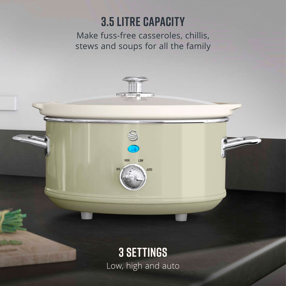 Swan SF17021GRN Retro Grey 3.5L Slow Cooker Image 9