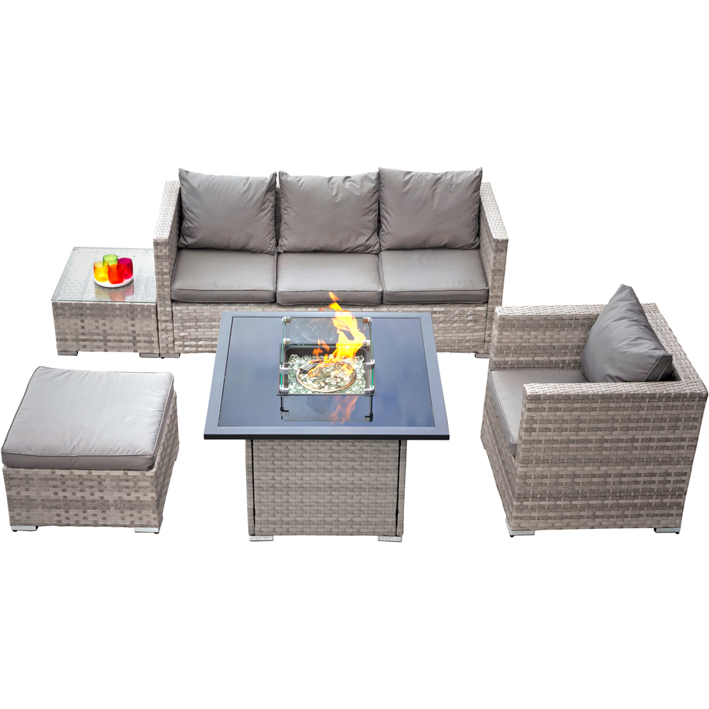 Oseasons Aruba 5 Seater Dove Grey Rattan Sofa Set Image 2