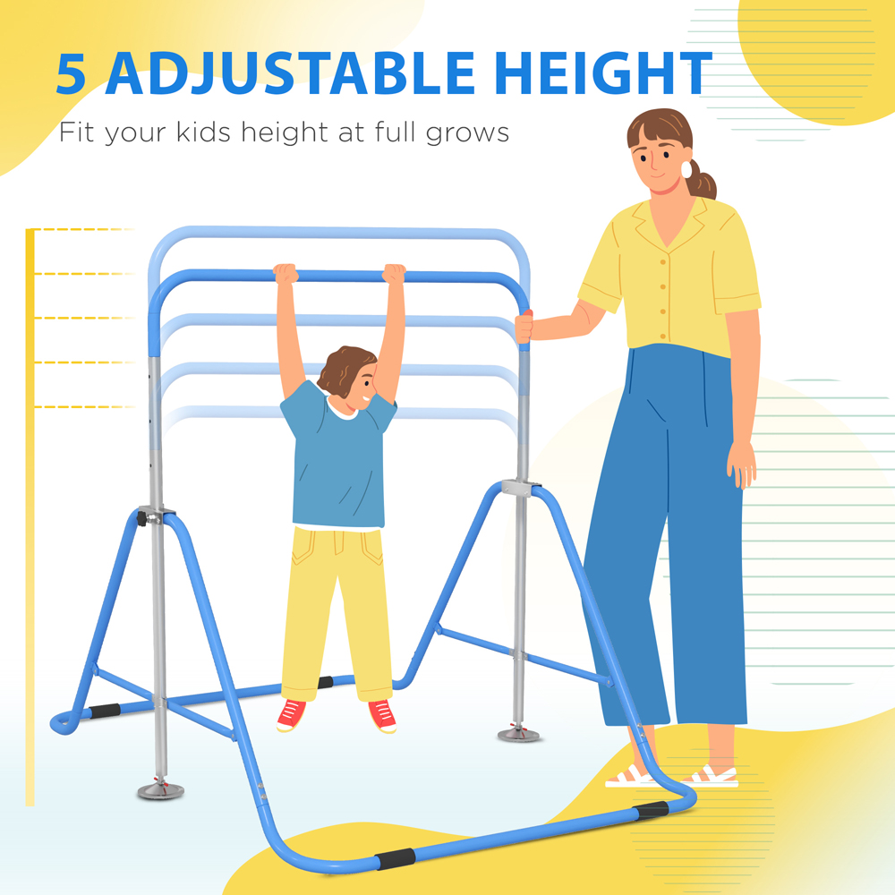 Tommy Toys Kids Blue Height Adjustable Foldable Gymnastic Training Bar Image 8