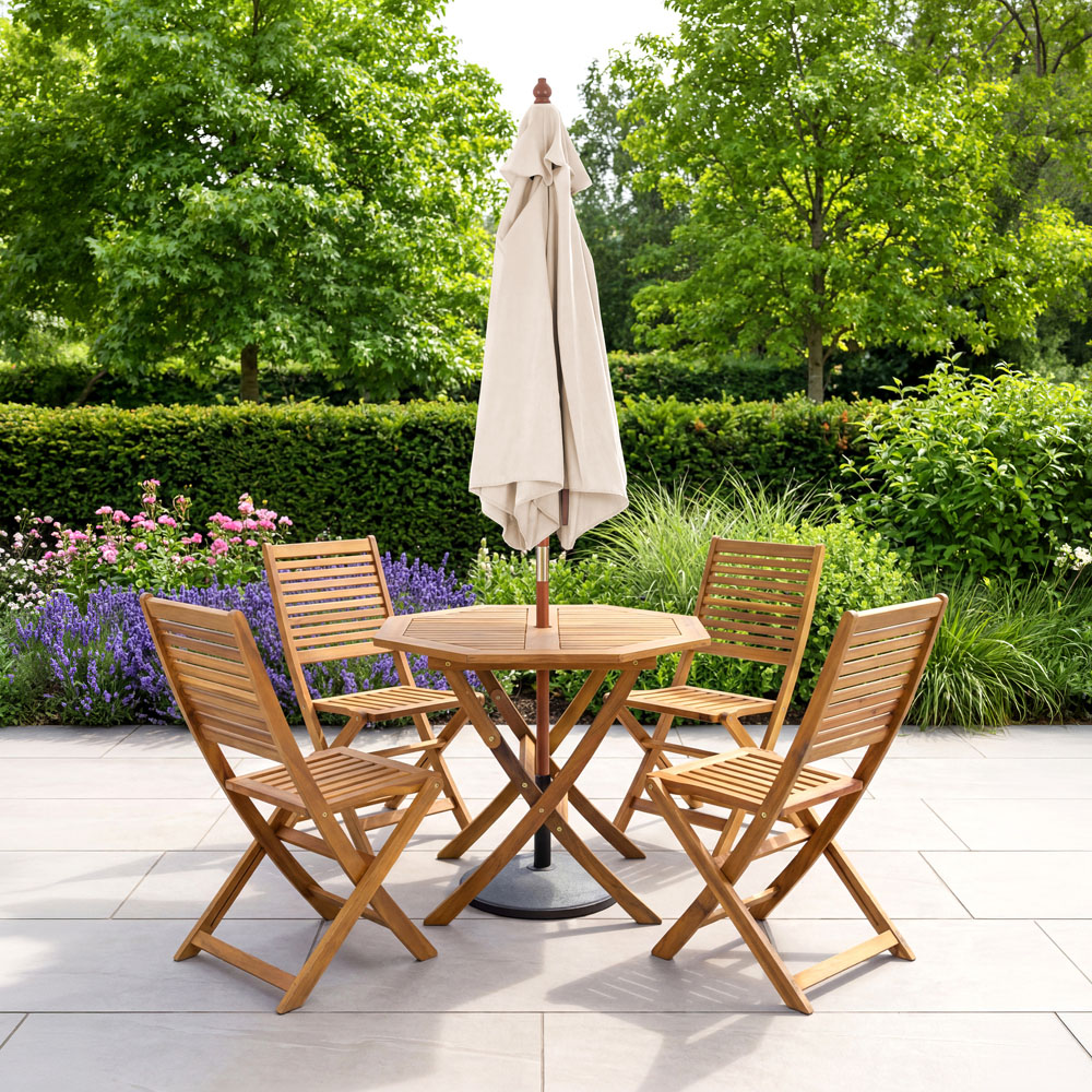 Charles Bentley Cream Wooden Parasol 2.4m Image 5