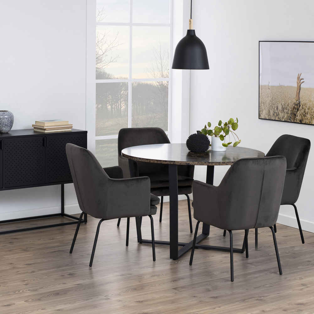 Florence Amble 4 Seater Brown Marble Melamine Top Round Dining Table Image 8