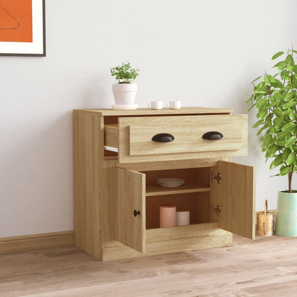 vidaXL 2 Door Single Drawer Sonoma Oak Sideboard Image 3