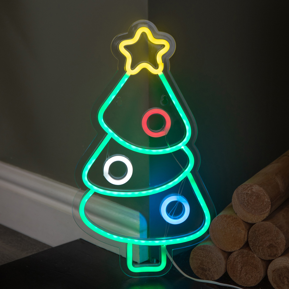 Samuel Alexander Multicolour LED Light Up Christmas Bauble Tree Neon Sign 40cm Image 3
