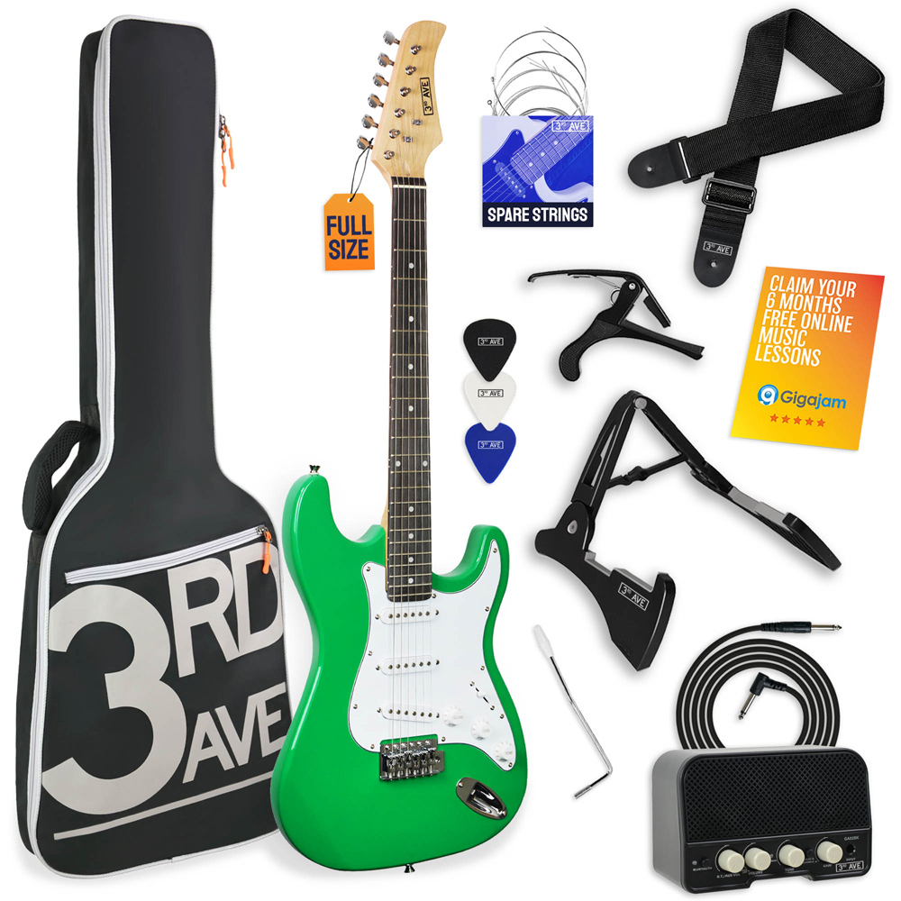 3rd Avenue Green Full Size Electric Guitar Set Image 1