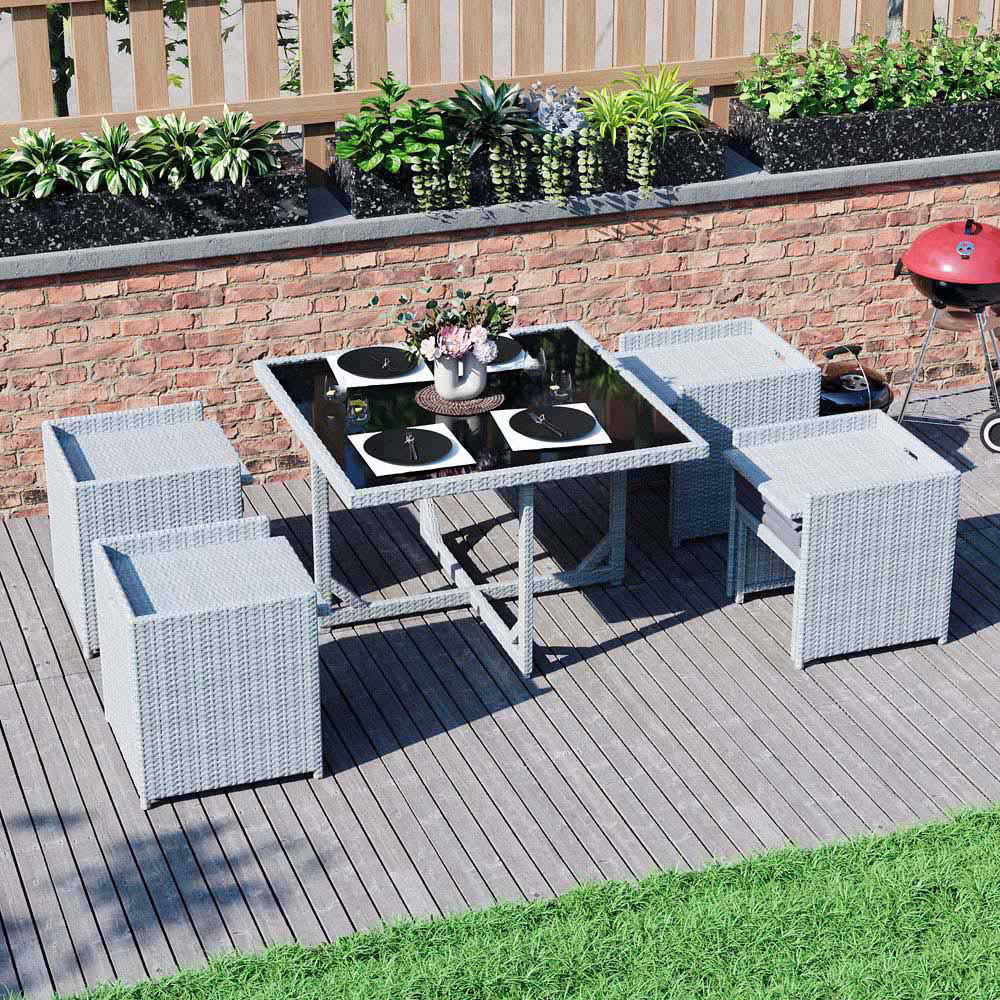 Garden Vida Cuba Rattan Effect 8 Seater Garden Dining Set Grey Image 3