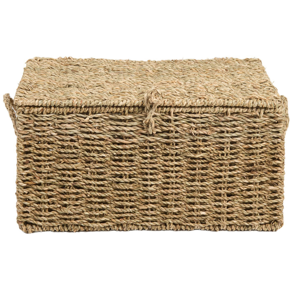 Set of 3 Seagrass Woven Storage Trunks Natural Image 4
