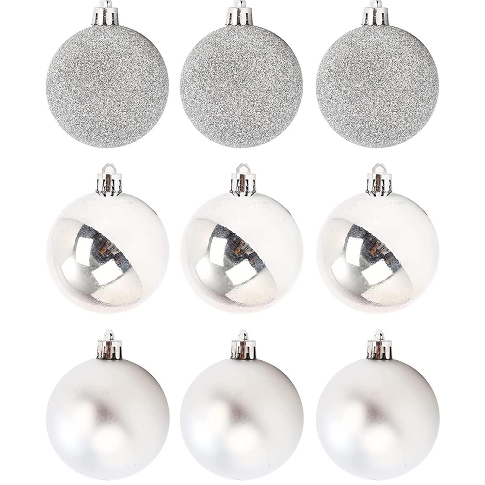 Shatchi 5cm Silver Shatterproof Christmas Bauble 9 Pack Image 1