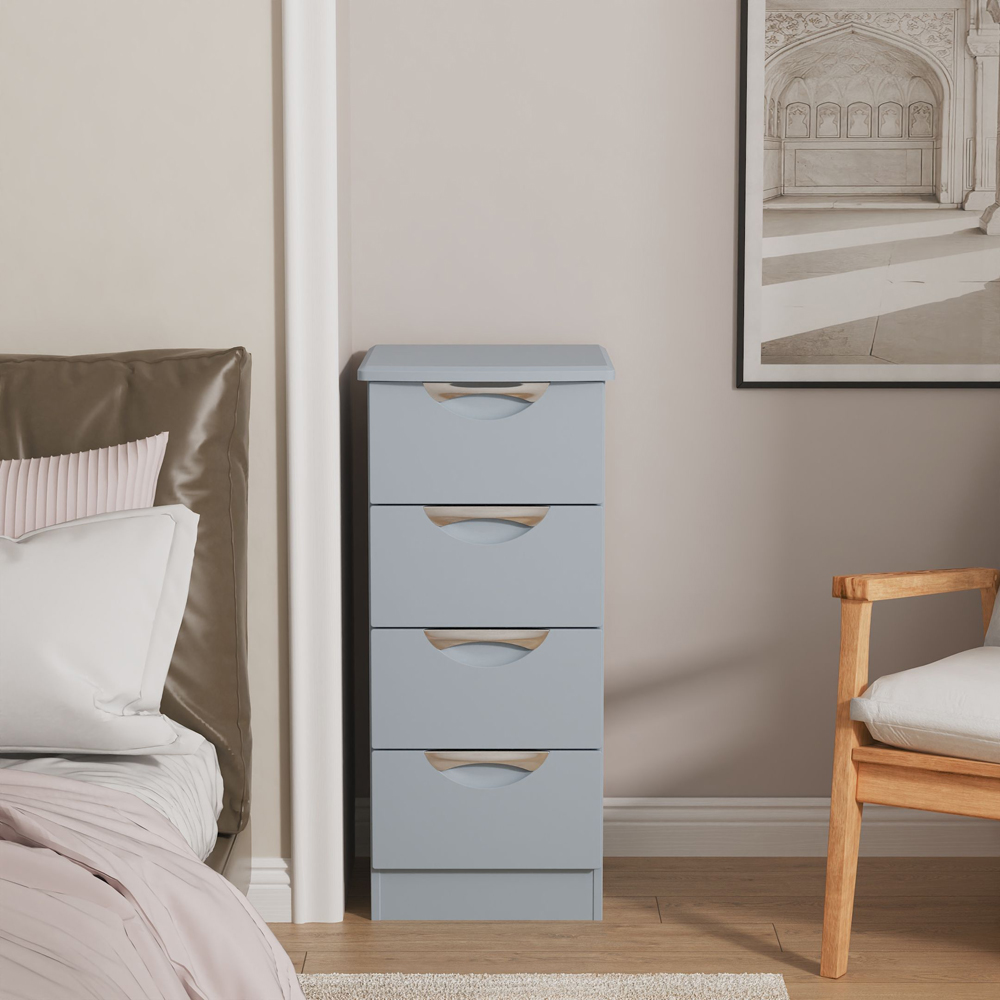 Crowndale Camden 4 Drawer Denim Blue Bedside Cabinet Ready Assembled Image 7