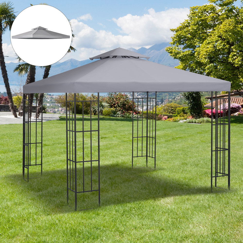 Outsunny 3 x 3m Light Grey Gazebo Canopy Replacement Cover Image 1