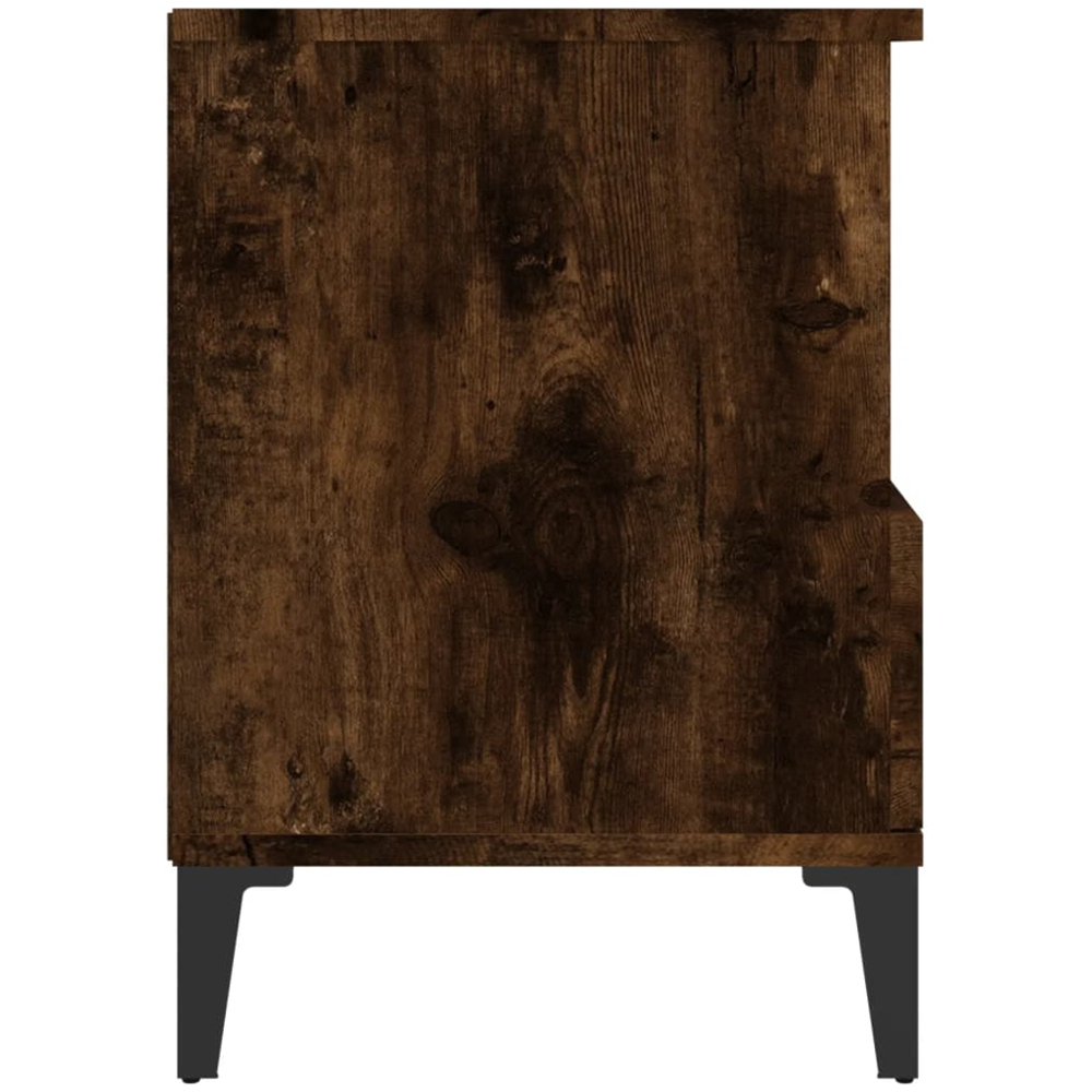 vidaXL Single Drawer Single Shelf Smoked Oak Bedside Cabinet Set of 2 Image 8