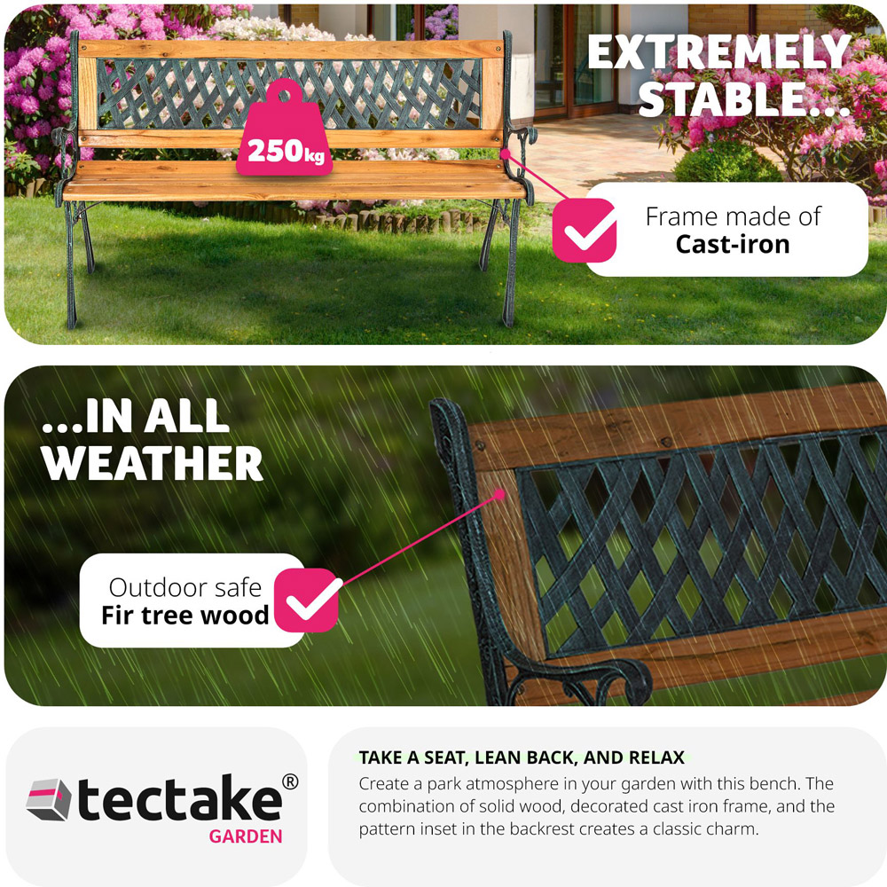 tectake Tamara 2 Seater Brown Garden Bench Image 4