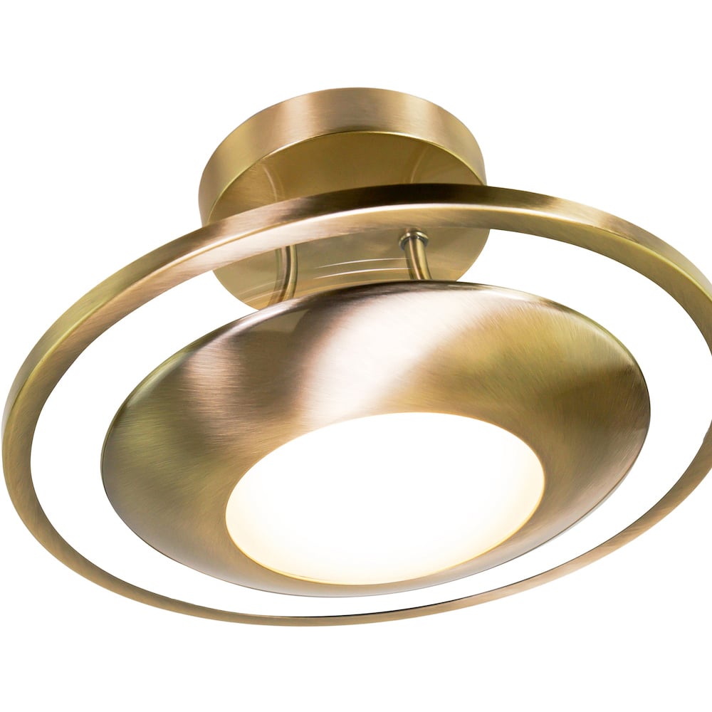Happy Homewares Antique Brass LED Semi Flush Ceiling Light Image 4