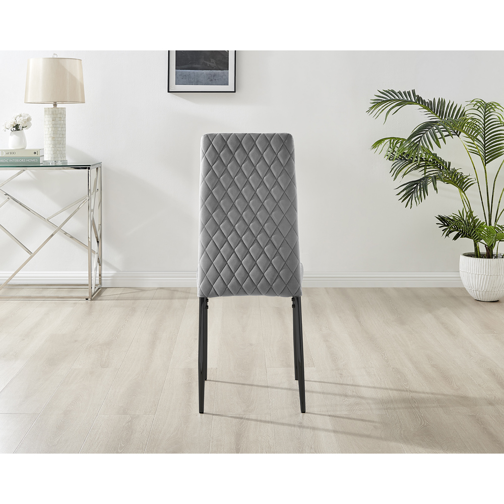 Furniturebox Valera Set of 4 Grey and Black Velvet Dining Chair Image 5