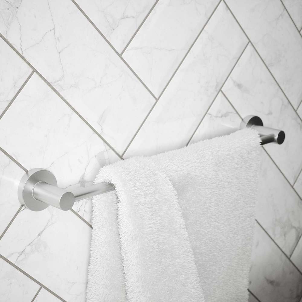 Rothley Brushed Silver Round Towel Rail 450mm Image 2