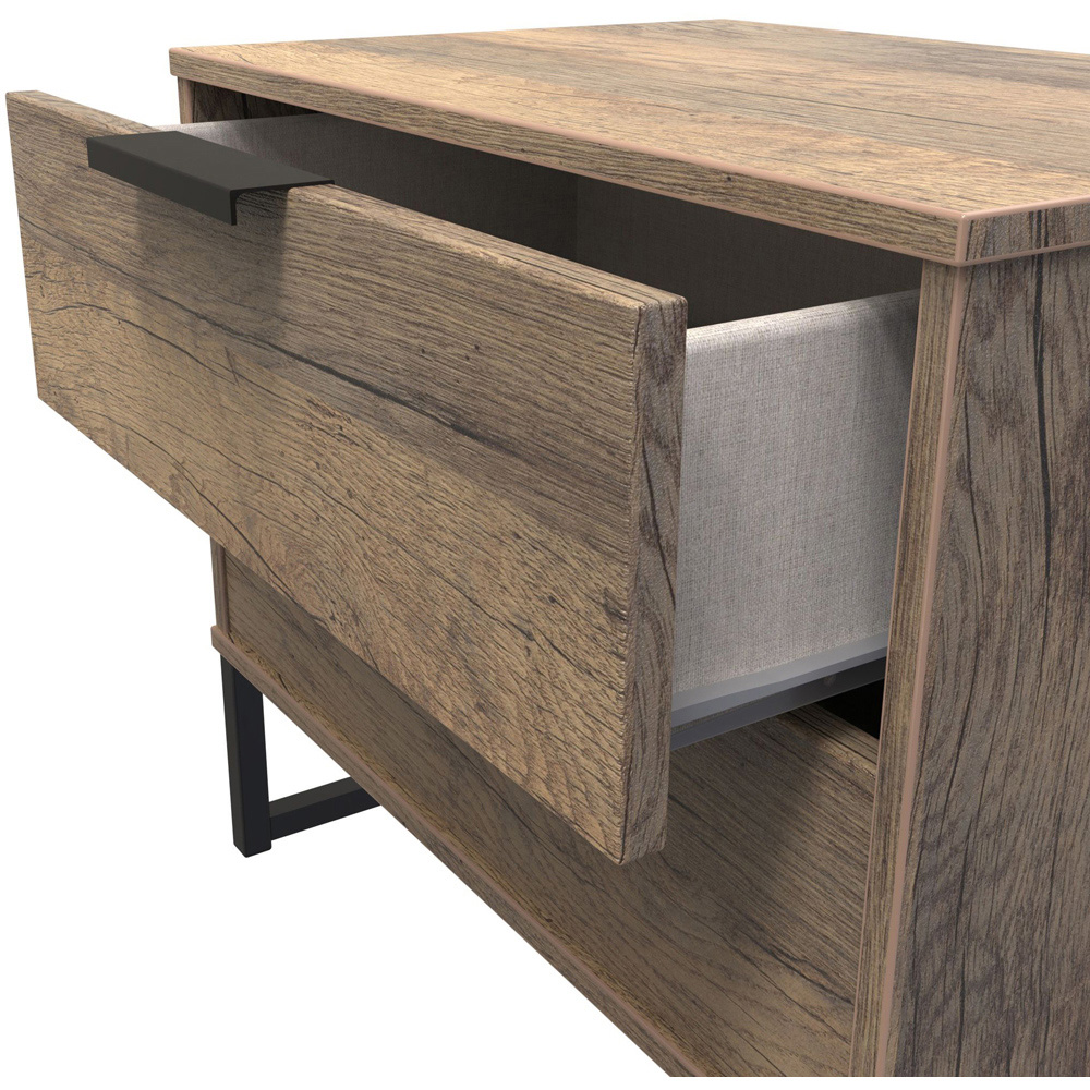 Crowndale Hong Kong 2 Drawer Vintage Oak Side Table Ready Assembled Image 6
