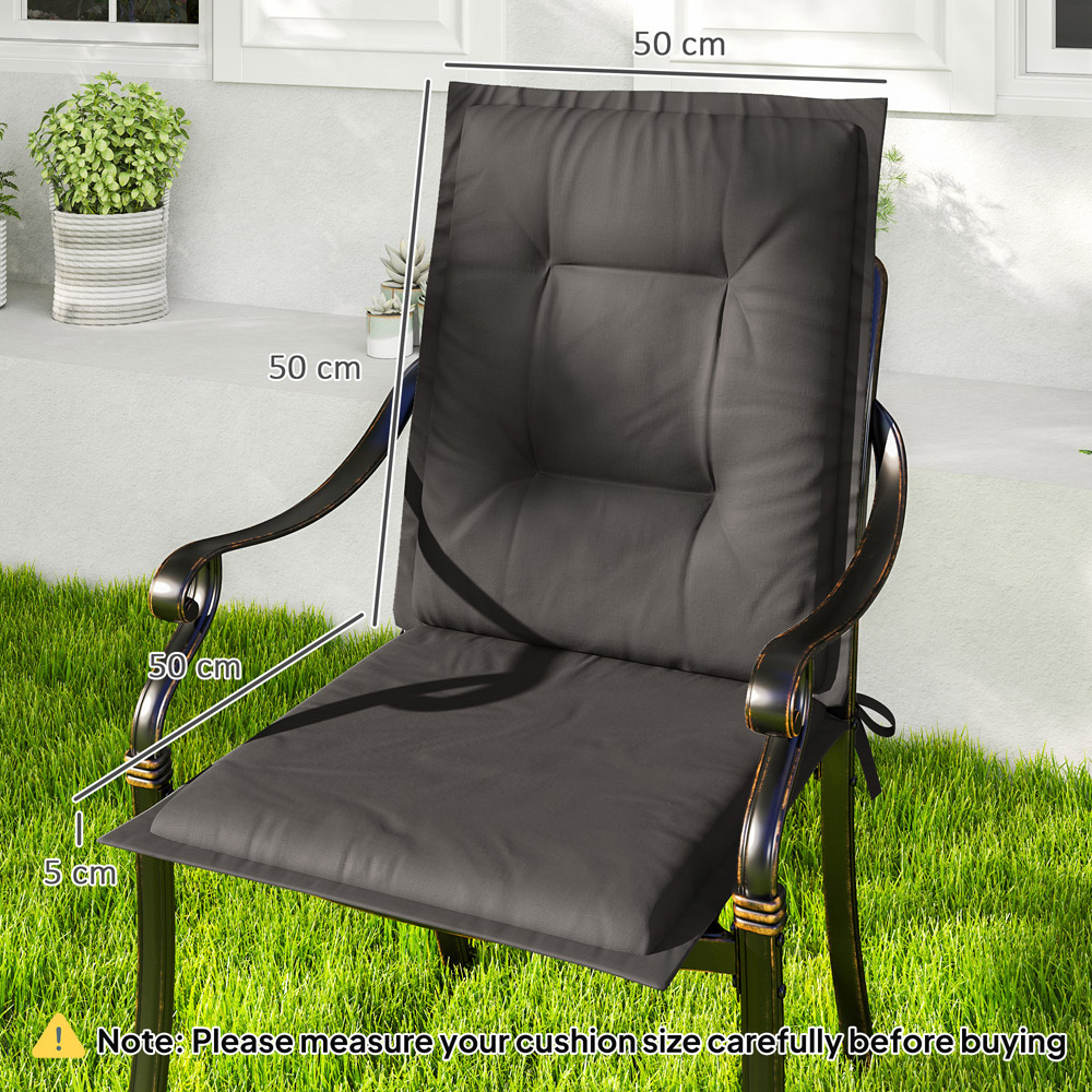 Outsunny Charcoal Grey Garden Chair Cushions 50 x 50cm 4 Pack Image 9